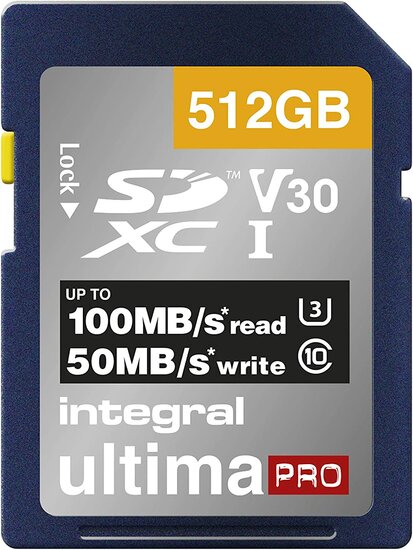 Integral SDXC UltimaPro 512GB 100 MB/sec